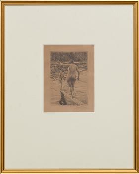 Anders Zorn, a signed etching from 1919.