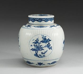 A blue and white jar with cover, Qing dynasty, Kangxi (1662-1722).