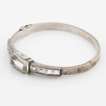 Bracelet silver with step-cut rock crystal, Stigbert.