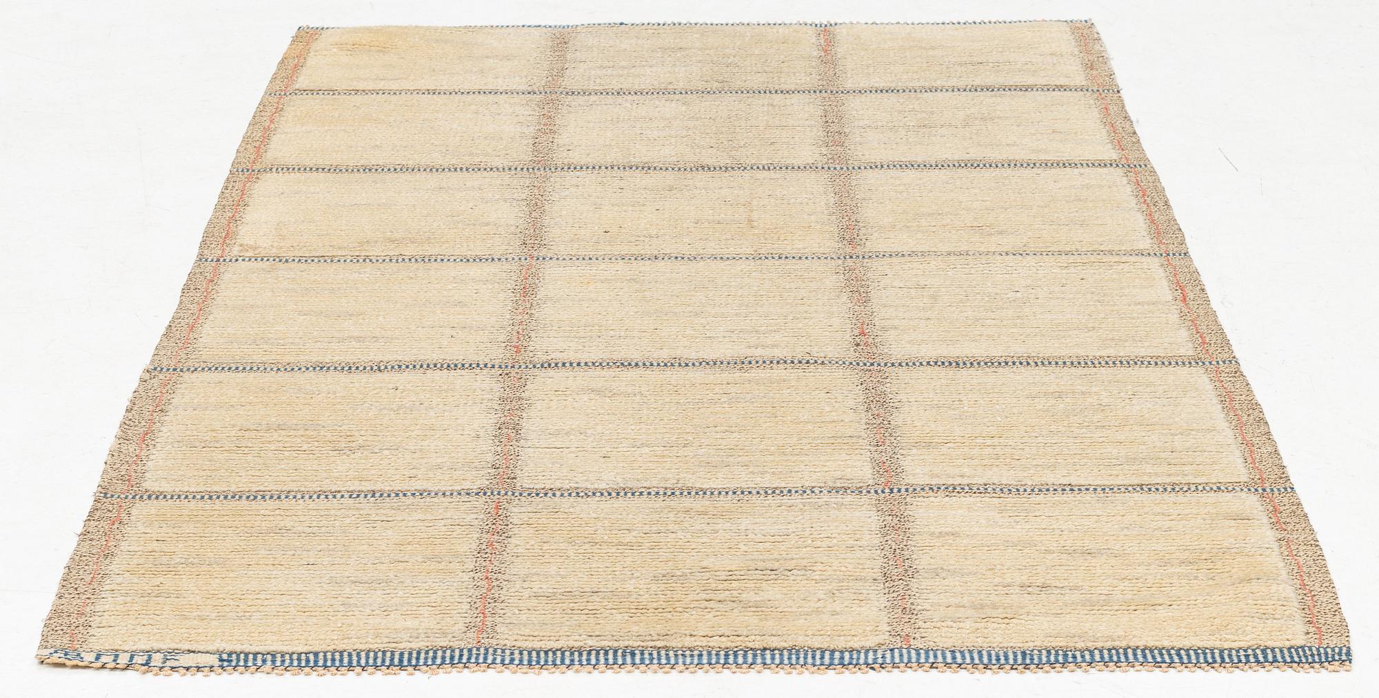Märta Måås-Fjetterström, a carpet, 'Rutig vit halvflossa', knotted pile in relief, c 196 x 132,5 cm, signed AB MMF.