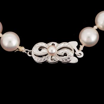 A cultured Akoya pearl necklace, Mikimoto, Japan.