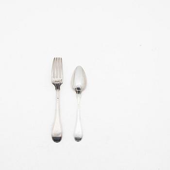 Twelve pieces of silver cutlery, "Gammal fransk", Adolf Zethelius, Stockholm, early decades of the 19th century.