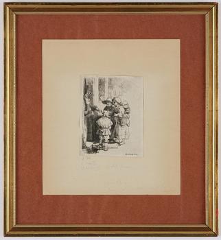 Rembrandt Harmensz van Rijn, "Beggars Receiving Alms at the Door of a House".