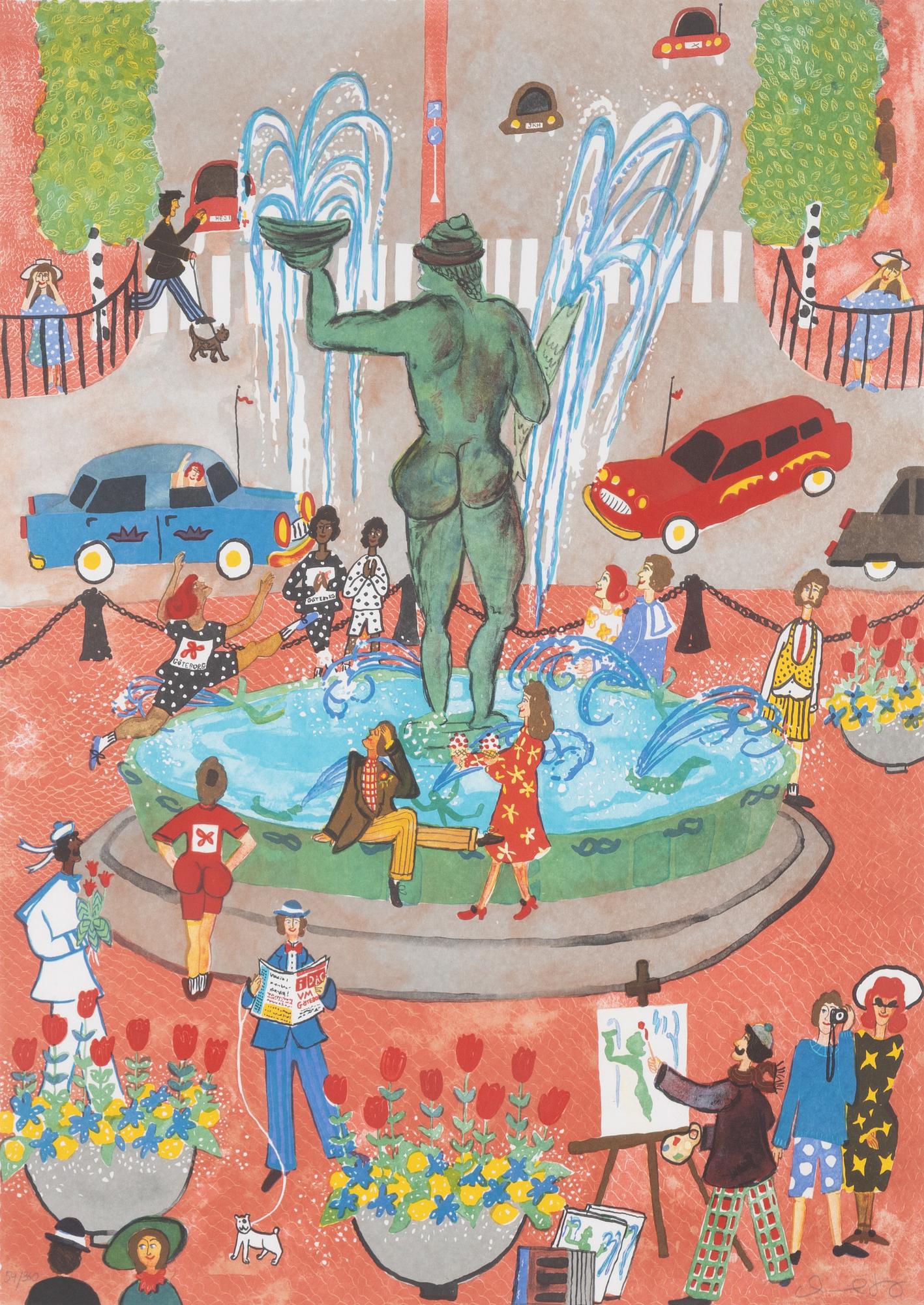 Marika Lang, färglitografi, signerad 54/360.