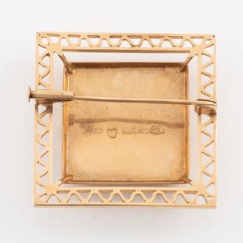 Brosch, 14K guld med spektrolit, Finland.