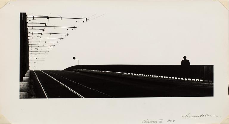 LENNART OLSON, gum print, 'Västerbron III 1954', signed and dated.