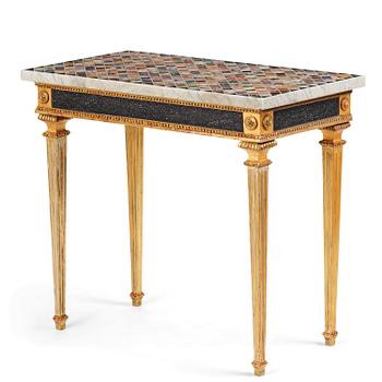 36. A late Gustavian giltwood console table with an Italian specimen-marble top , Stockholm, late 18th century.