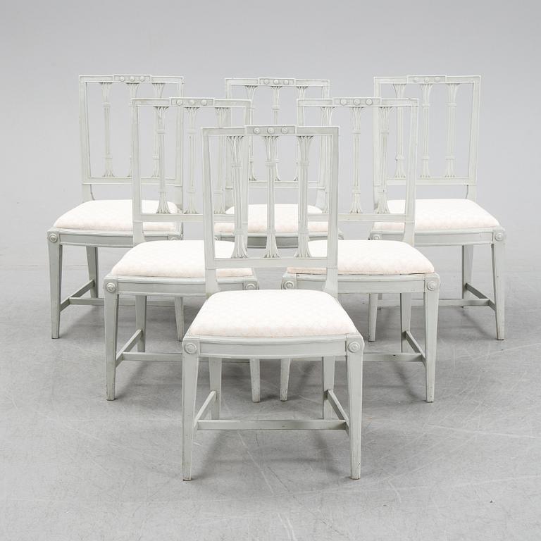 Six late Gustavian chairs by Johan Erik Höglander, master in Stockholm 1777.