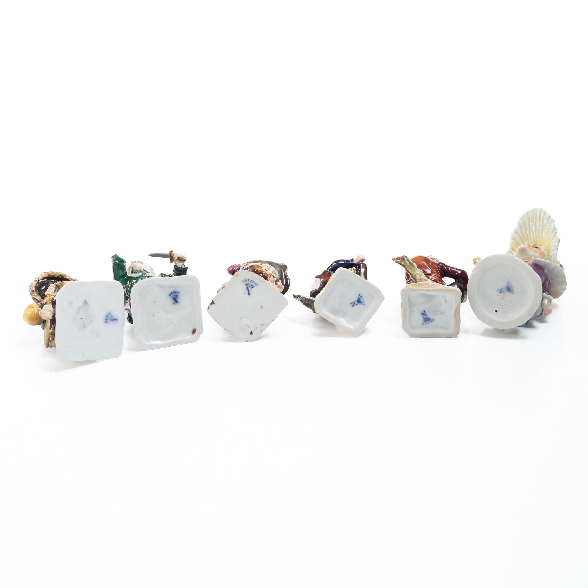 Figurines, 6, porcelain, Naples.