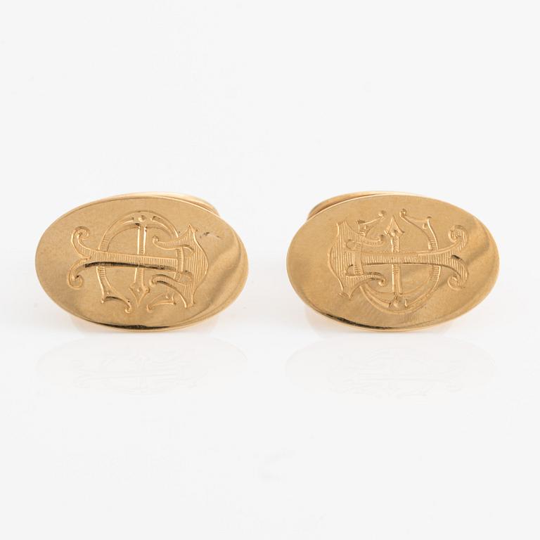 Manschettknappar, 18K guld med monogram.