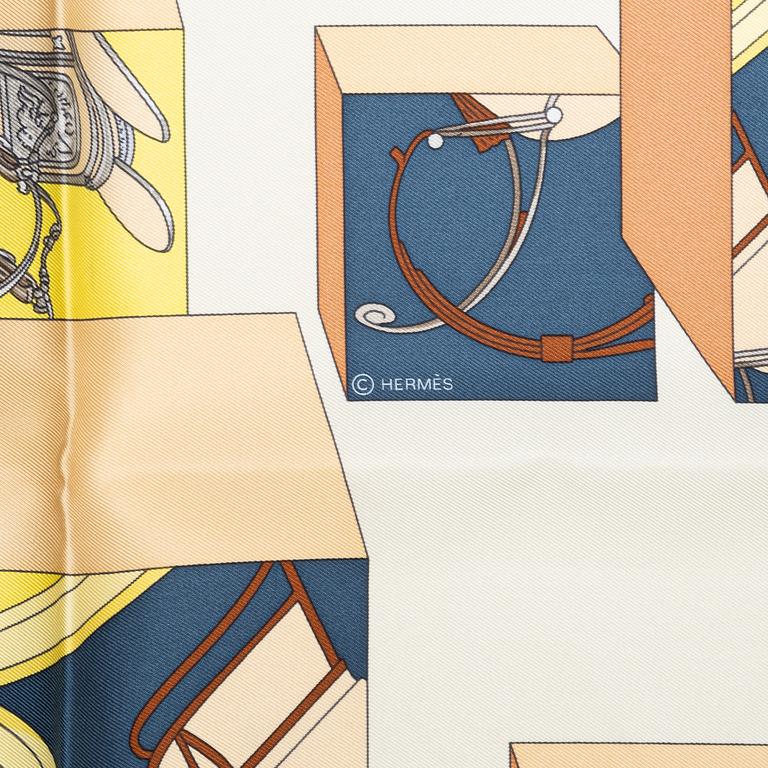 Hermès, a 'Springs Springs' twill silk scarf.