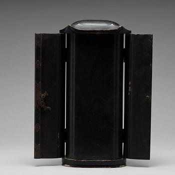 A Japanese gilt and lacquered wooden figure of Buddha and a travel shrine, Edo Period, 19th century.