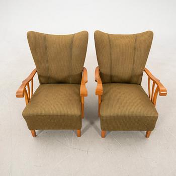 Armchairs, a pair, 1940s Swedish Modern.