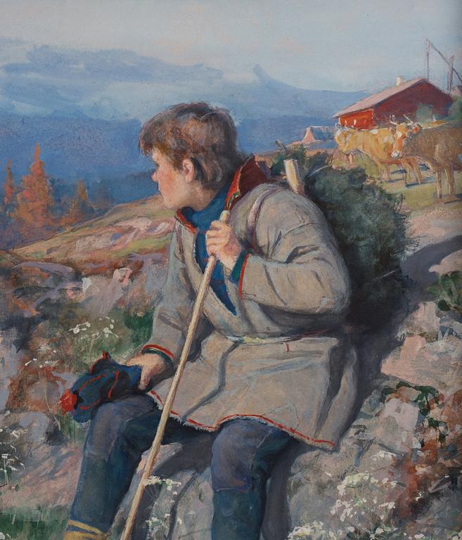 Johan Tirén, Sápmi boy in a mountain landscape.