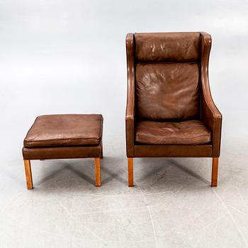 Børge Mogensen, armchair and stool model 2204  later part of the 20th century.