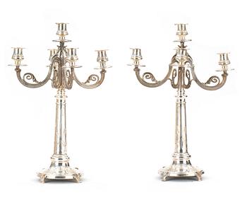 KANDELABRAR, ett par, nysilver.