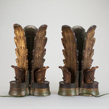 Ansgar Almquist, A pair of Swedish Grace bronze table uplights, Sweden,