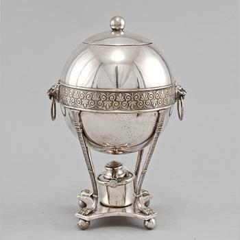 SAMOVAR, SLEV, samt FAT, WMF, vitmetall, omkring 1900.