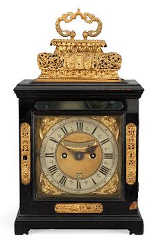 646. An English Baroque early 18th Century five-bells bracket clock by David Lestourgeon London.