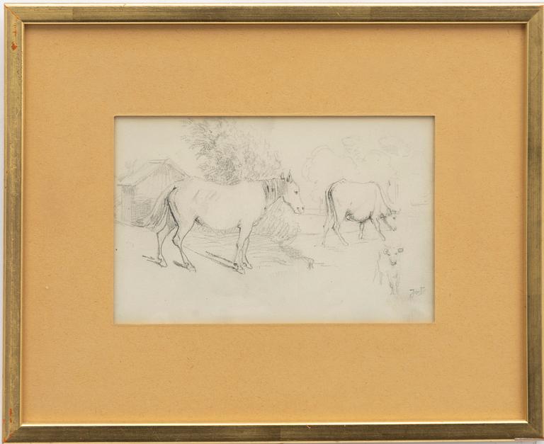 Fritz von Dardel, Lantliga scener, blyertsteckningar, 3 st.