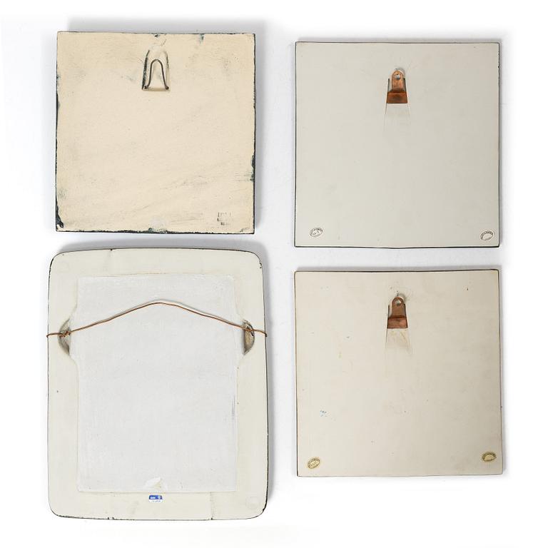 Lisa Larson, three stoneware wall reliefs and a mirror, Gustavsberg.