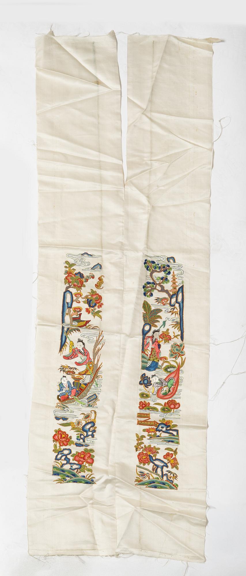 Broderi delar, fyra delar, siden. Qingdynastin.