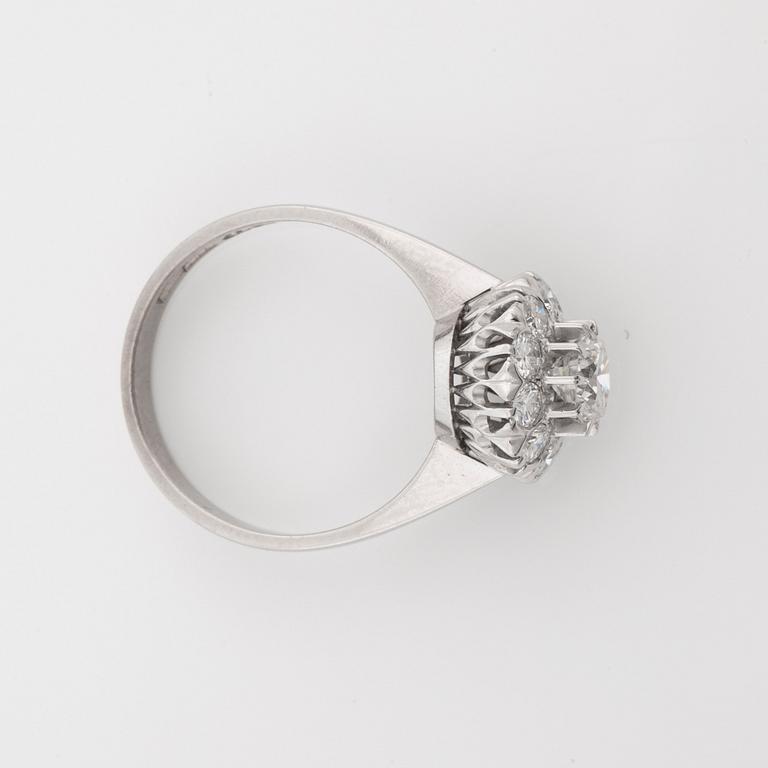 A brilliant-cut diamond ring.