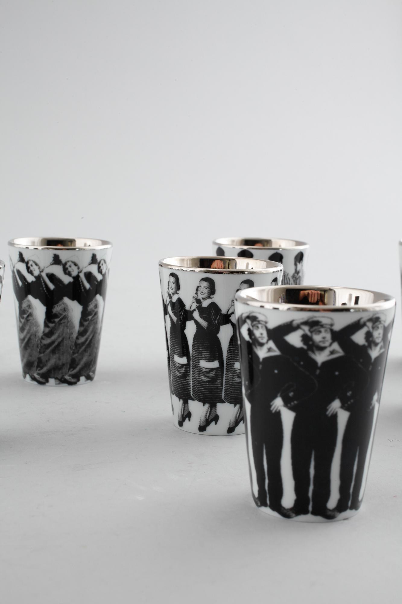 ÅSA LINDSTRÖM, snapsglas, 8 st, porslin, Rörstrand, 2000-tal.