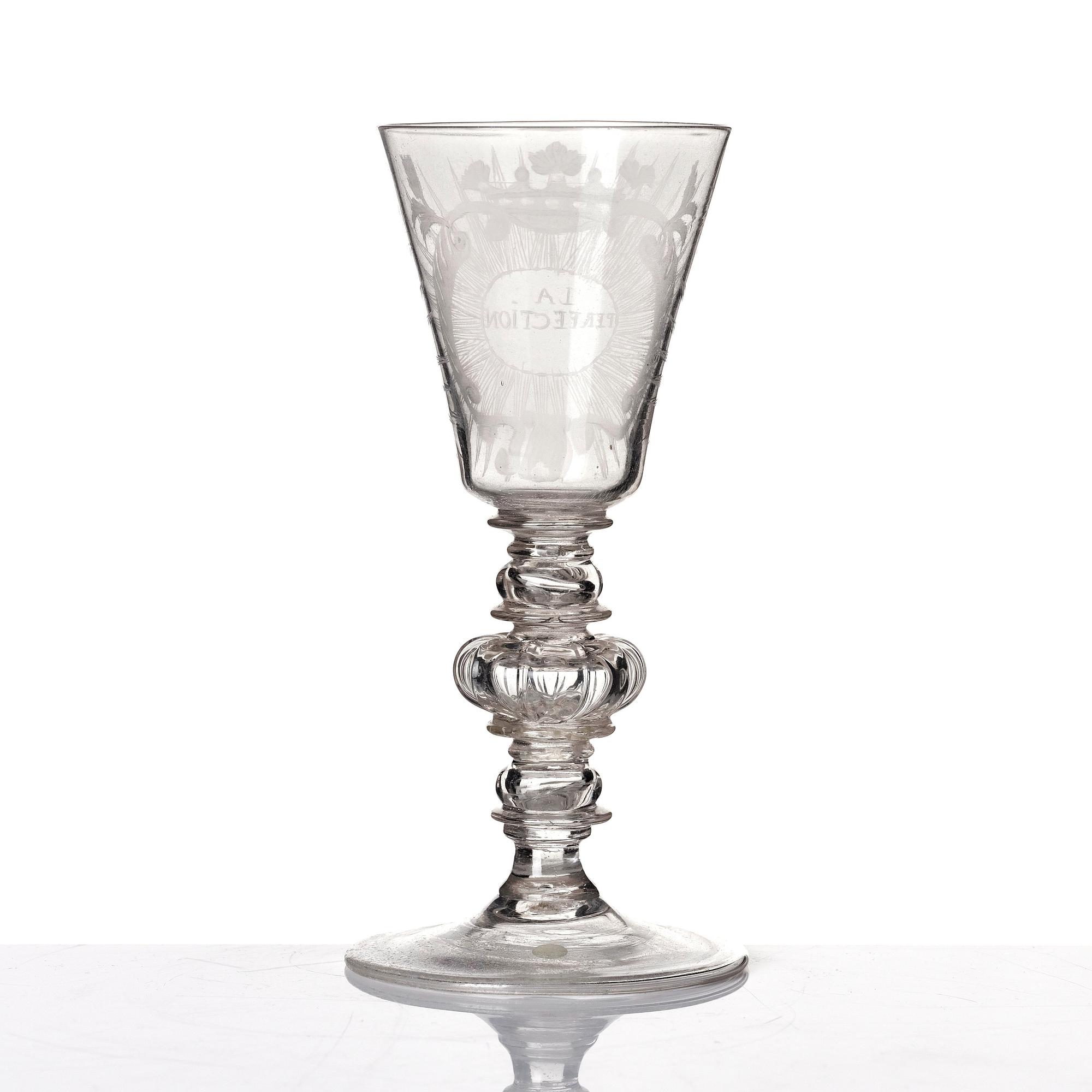 A Swedish Glass goblet, Kungsholms glasbruk, 1700-tal.