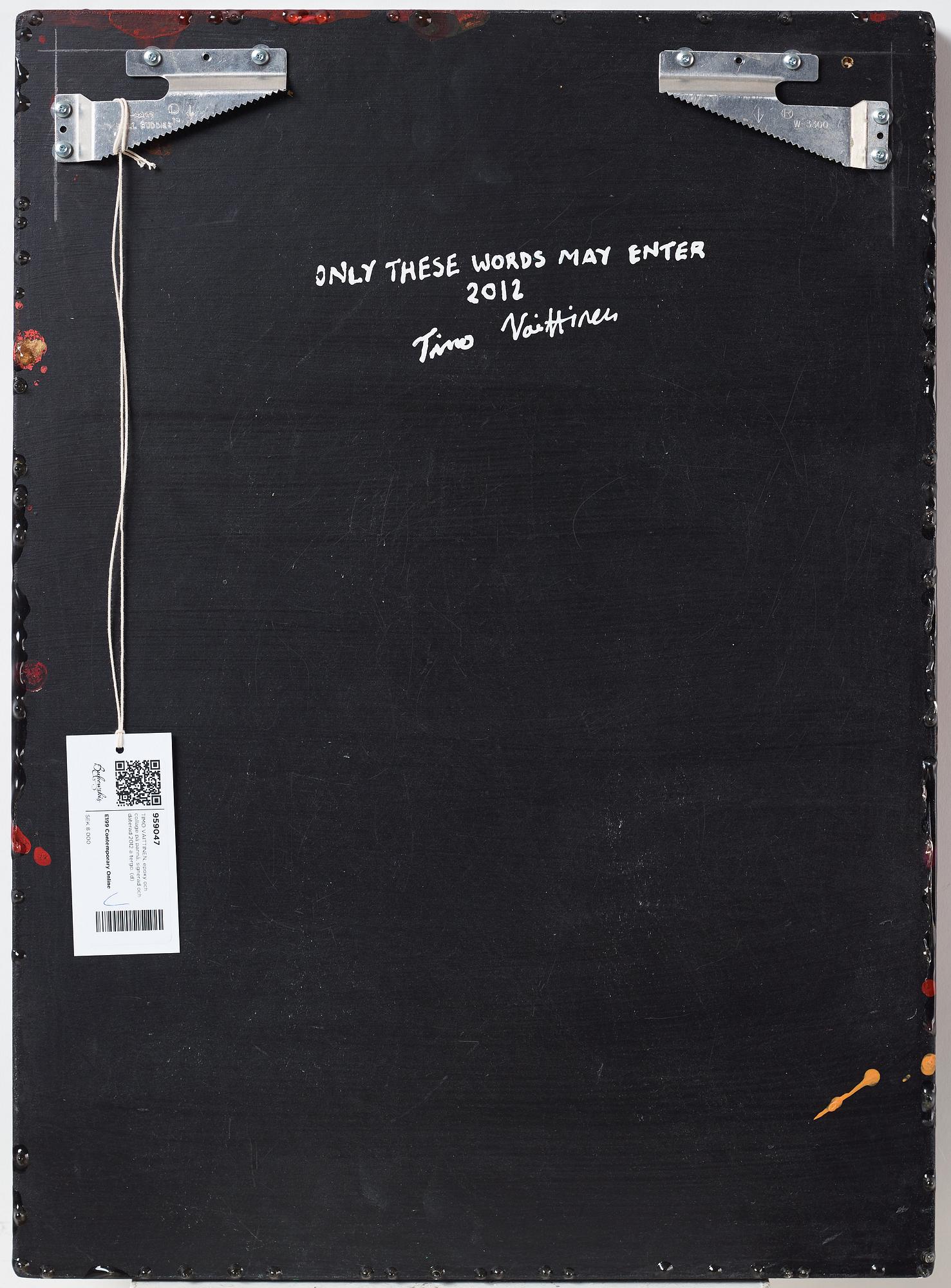 TIMO VAITTINEN, epoxy and collage on panel, signed and dated 2012 on verso.