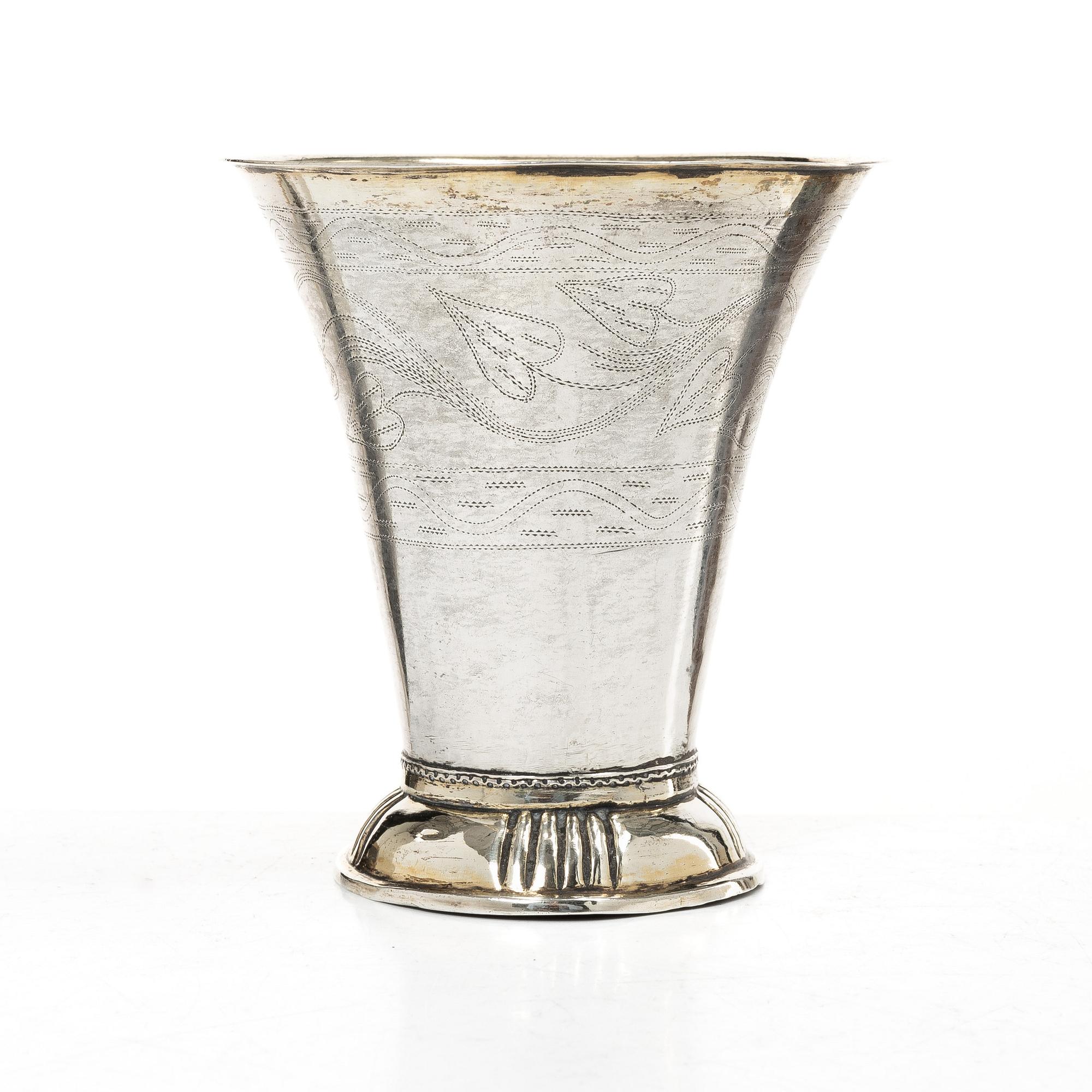 A parcel-gilt silver beaker, mark of Anders Gottfrid Roos, Turku, Finland, 1811.