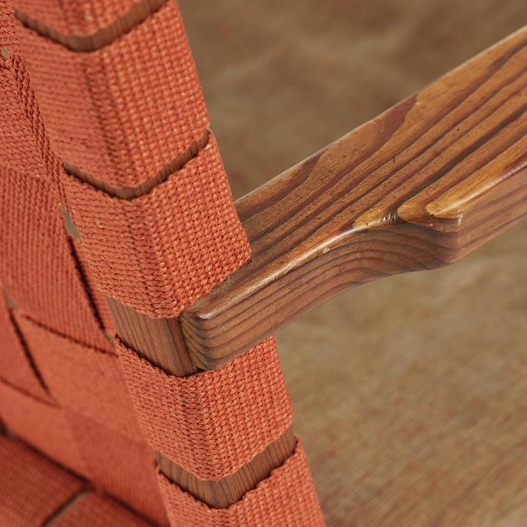 Axel Einar Hjorth, a stained pine "Väddö" easy chair, Nordiska Kompaniet, Sweden, 1930s-40s.