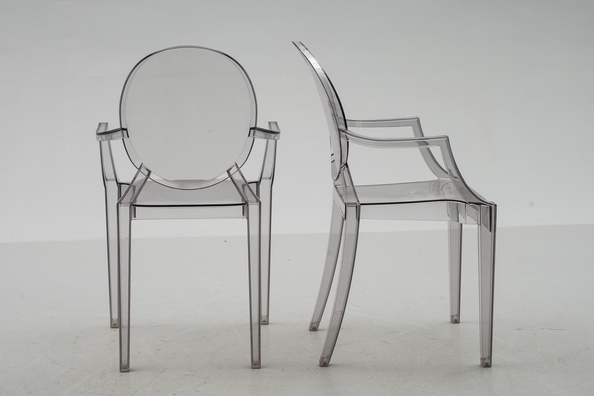 KARMSTOLAR, ett par, "Louis Ghost", Philippe Starck för Kartell.