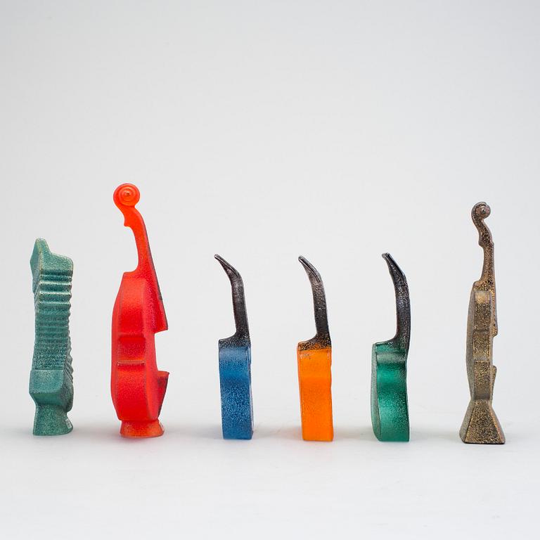 KJELL ENGMAN, 6 glass sculptures "The Band", Kosta Boda.