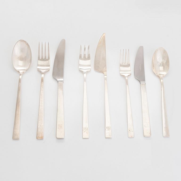 Bertel Gardberg, A 144-piece set of 'Birgitta' silver cutlery, Hopeatehdas Oy, Helsinki 1955-1974.