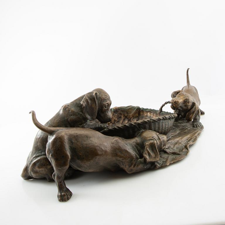 Unknown artist 20th century, sculpture, Playing puppies.