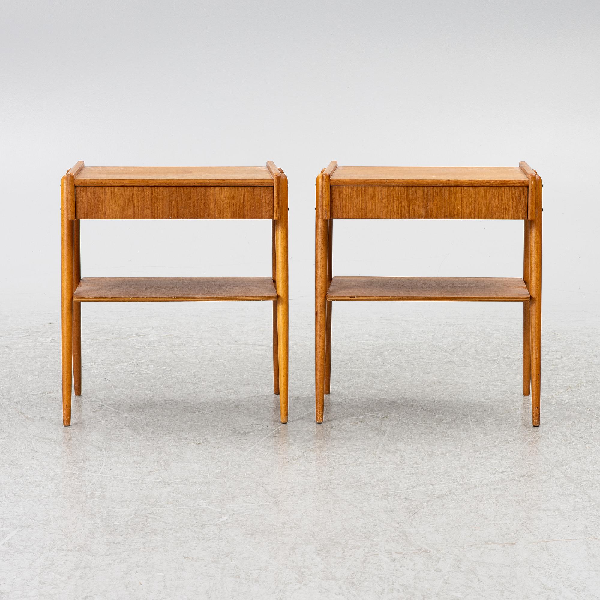 Sängbord, ett par, AB Carlström & Co Möbelfabrik, 1950/60-tal.