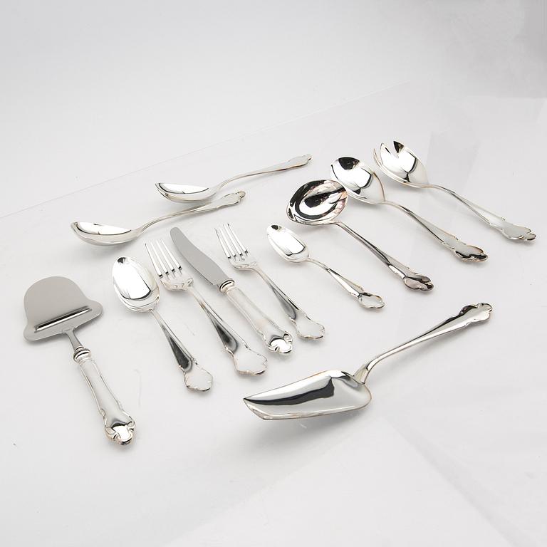 A Swedish 20th century set of 42 pcs of silver cutlery mark of Gensen Eskilstuna 1999 total weight 2572 grams.