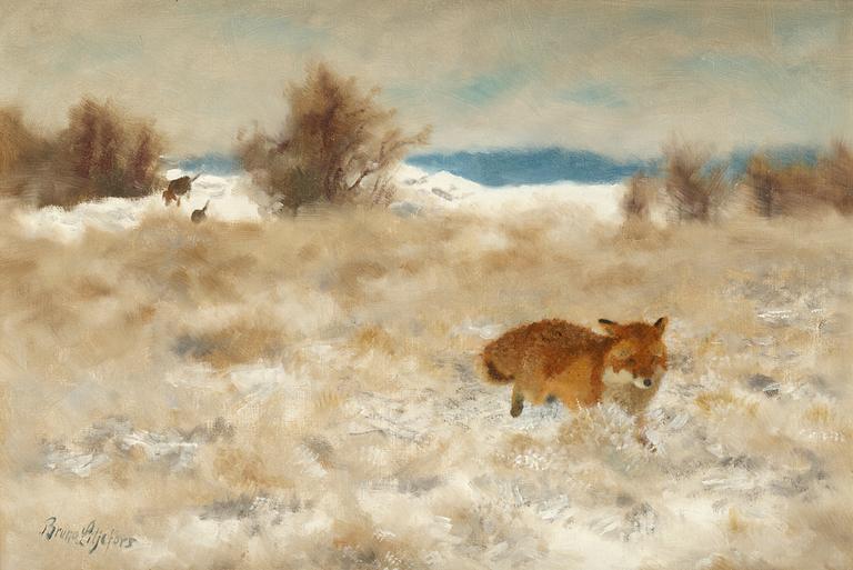 Bruno Liljefors, Fox and hounds.