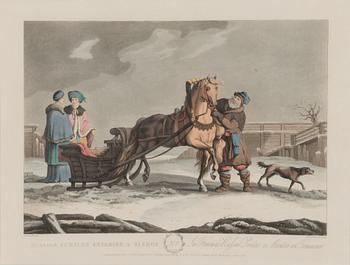 Hand-coloured aquatints, 2 pcs.