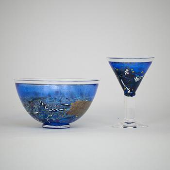 SKÅL samt POKALGLAS, glas, Bertil Vallien, Kosta Boda.