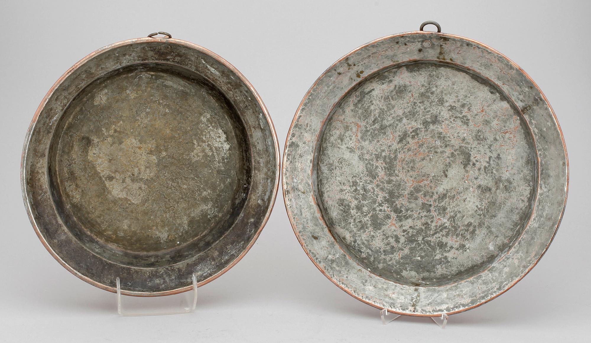 SKÅLFAT, 2 st, koppar, 1800-talets första hälft.