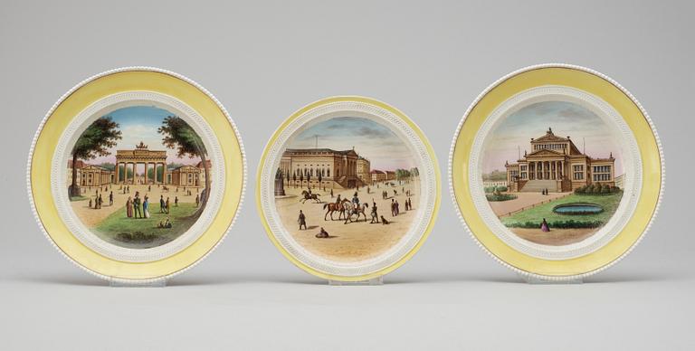 A set of three Berlin 19th Century plates.