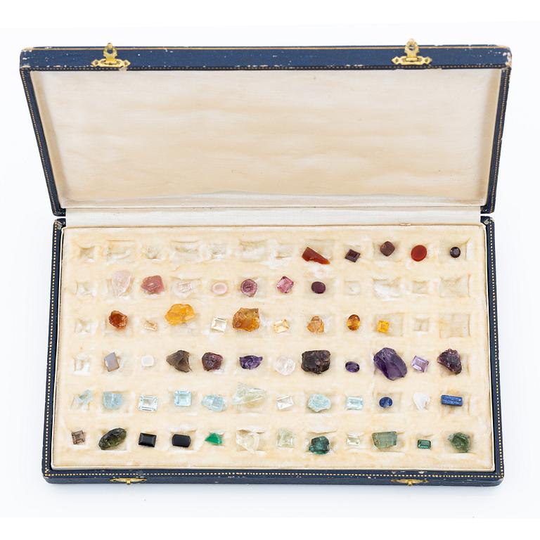 A case with 56 loose gemstones.