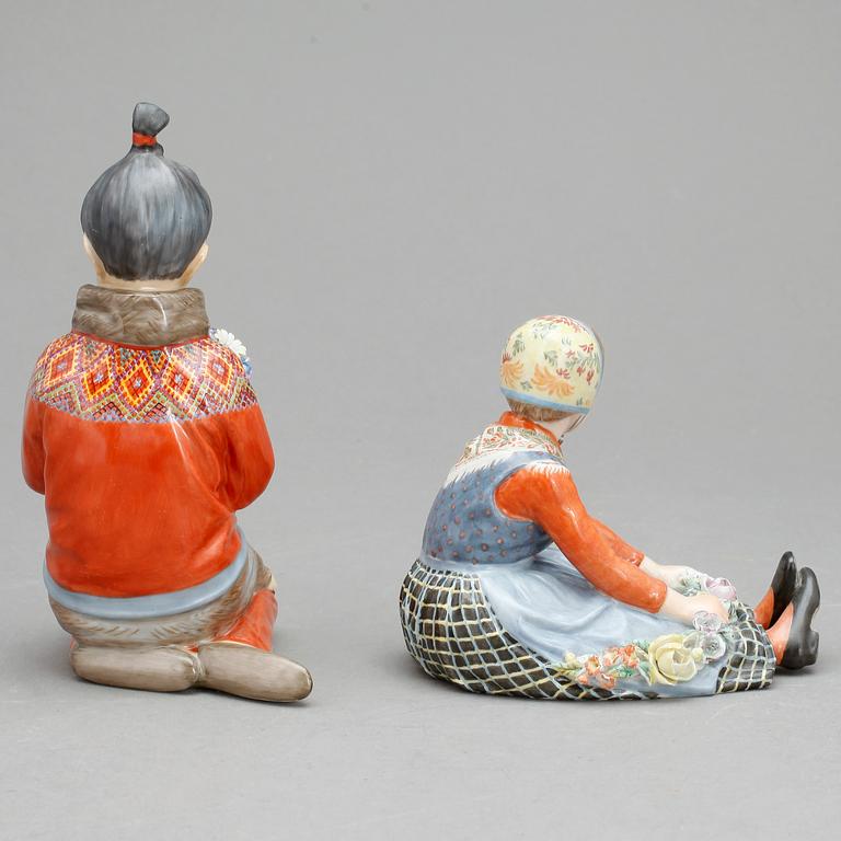 FIGURINER, 2 st, porslin, Royal Copenhagen, Danmark, 1900-tal.