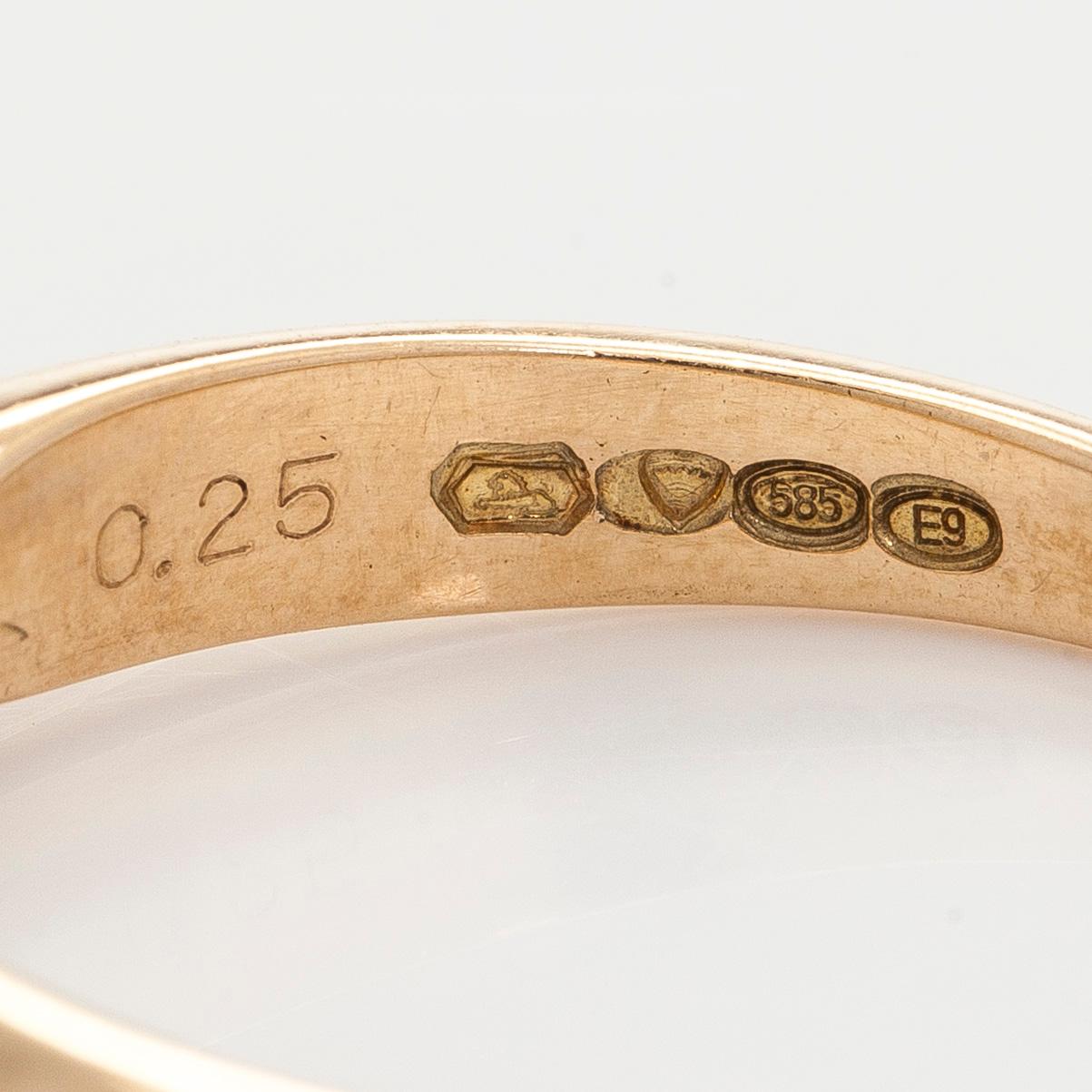 Ring, briljantslipad diamant, 14K guld, Kultakeskus 2006.