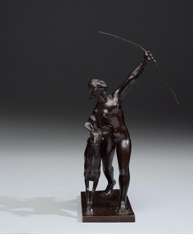 A Karl Hultström bronze sculpture of 'Diana', Foundry Otto Meyer eftr.