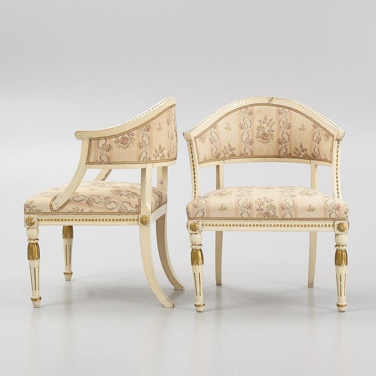 A pair of Gustavian chairs, circa 1800.