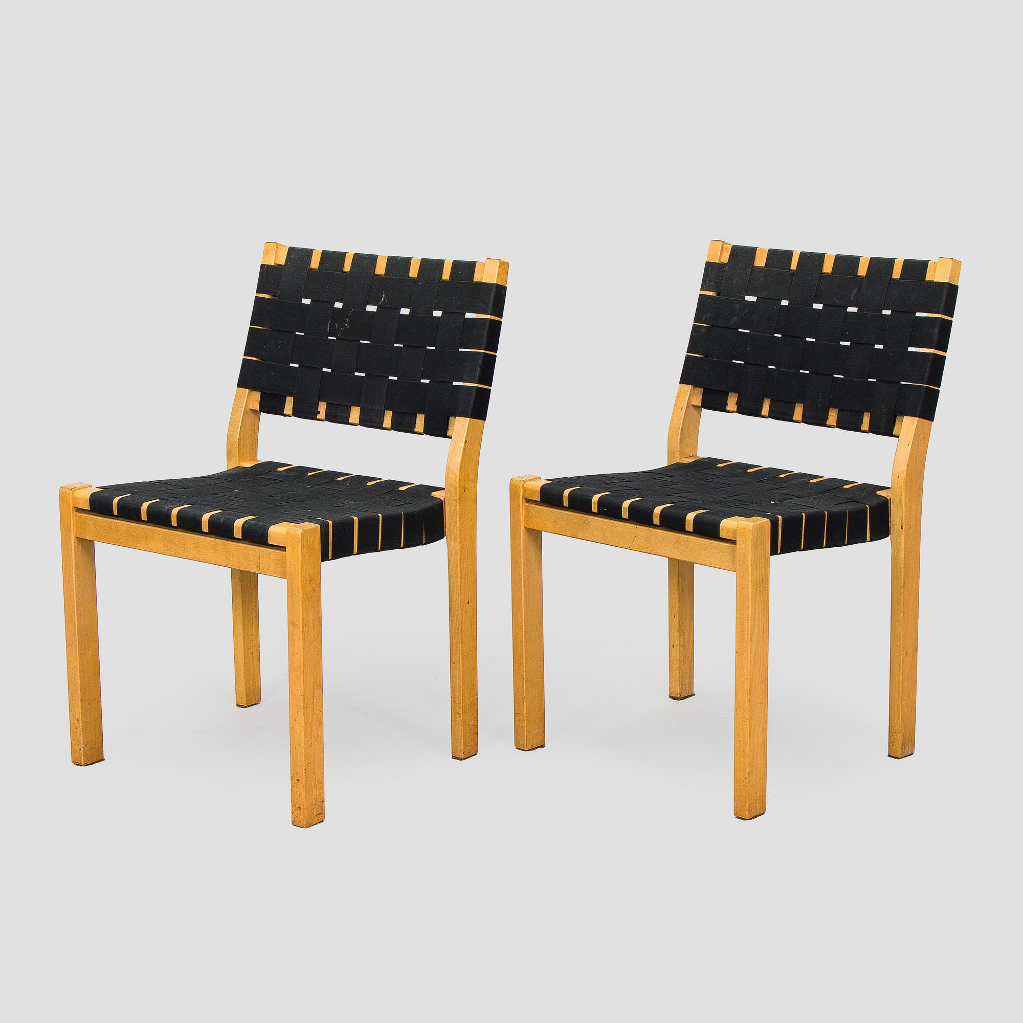 Alvar Aalto, tuolia, 6 kpl, malli 611, 1900-luvun loppu.