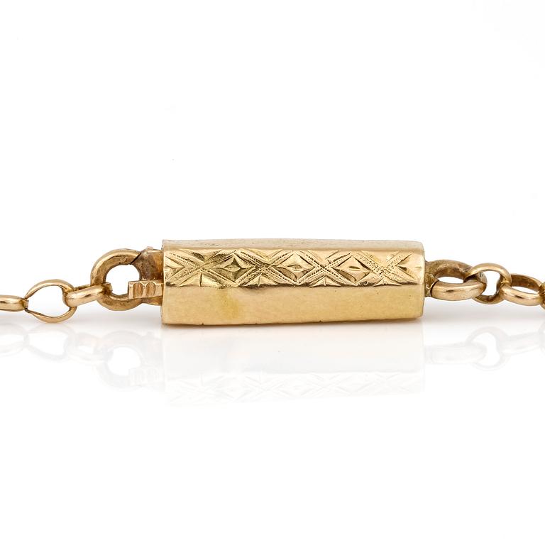 KEDJA, omkring sekelskiftet 1900-talets. 18K guld.